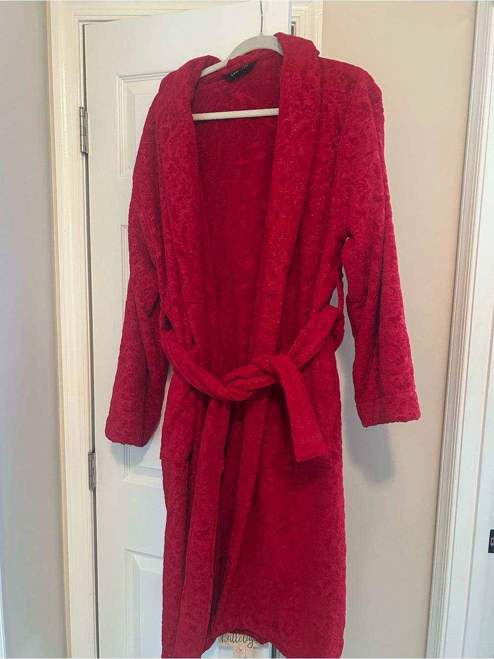 Versace Red Plush Logo Terry Robe
